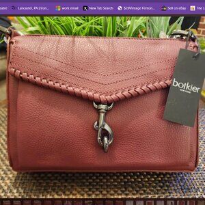 BOTKIER Leather Trigger Crossbody Clutch With Detachable Strap, Malbec